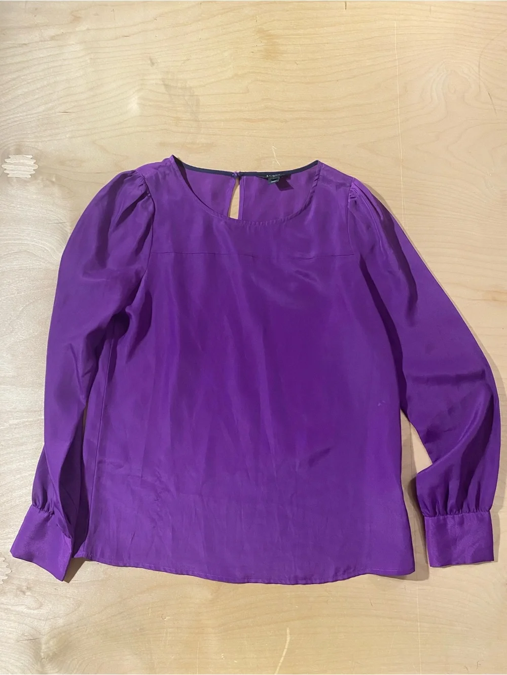 J. Crew Violet Purple Long-Sleeve Puff Shoulder Blouse Small (SF)